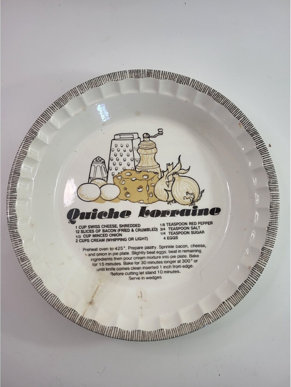 Royal China by Jeannette Quiche Lorraine Recipe Ceramic Pie Baker Plate Vintage